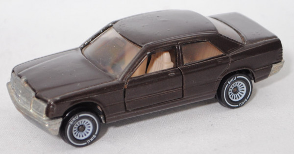00001 Mercedes-Benz 190 E (W 201, Modell 1982-1988), schokoladenbraun, SIKU, 1:55 (Lack mit Pickel)