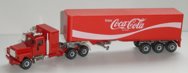 00006 Mack Conventional R612 (Modell 1975-1983) Fernlastzug, verkehrsrot, Enjoy Coca-Cola, L12