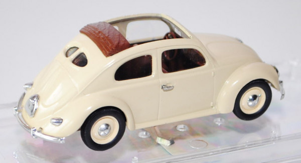 VW Käfer Standardlimousine mit geöffnetem Faltdach (Typ 11) (Brezelkäfer), Modell 1949, elfenbein, V