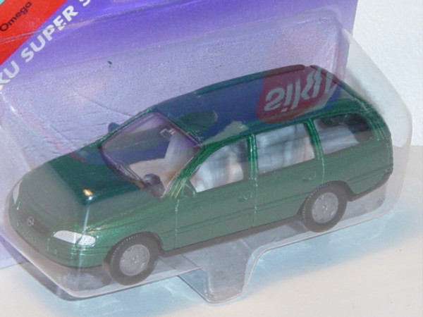 00000 Opel Omega B Caravan 2.0 16V (Modell 1994-1999), moosgrünmetallic, innen lichtgrau, Lenkrad sc