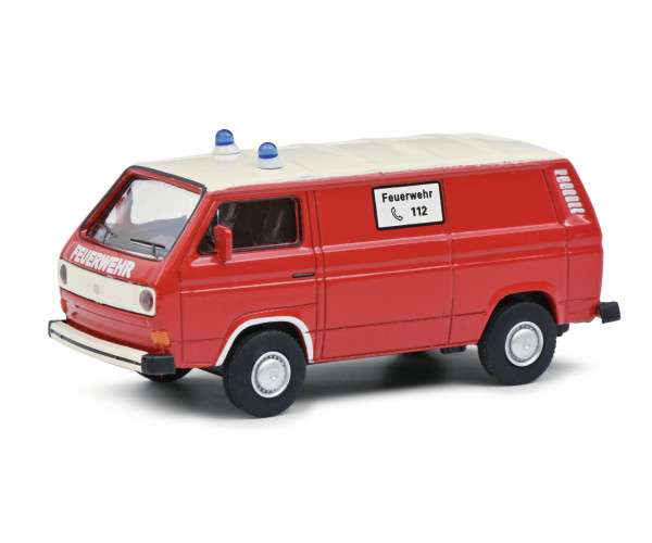 VW Transporter Kastenwagen (Typ 2 Transporter 3, Mod. 79-82) Feuerwehr, weiß/rot, Schuco, 1:64, mb