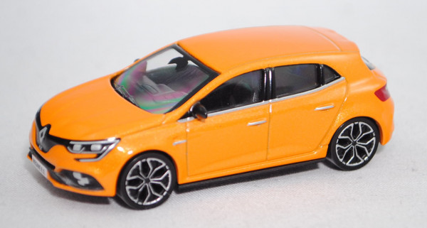 Renault Mégane IV R.S. (4. Gen., Modell 2017-), tonic-orange, Leichtmetall-Felge Interlagos, Norev