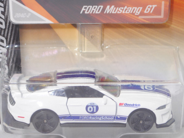 Ford Mustang GT (Typ VI facelift, Modell 2017-), weiß, FORD Racing School, majorette, 1:64, Blister