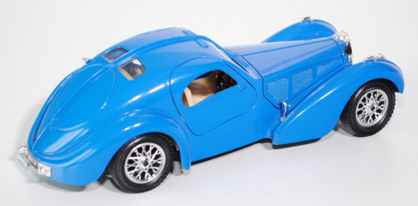 Bugatti Atlantic, Modell 1936, verkehrsblau, Türen + Motorhaube zu öffnen, mit Lenkung, Bburago BIJO