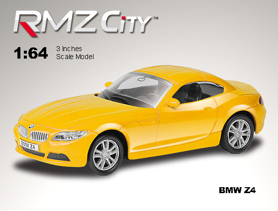 BMW Z4, signalgelb, innen schwarz, Free Wheel, Unifortune RMZ City, 1:58 (3 inches Scale Model), mb