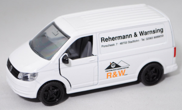 00401 VW T6 Transporter Kastenwagen (Mod. 15-19), weiß, Rehermann & Warnsing, SIKU, 1:50, L17mpK