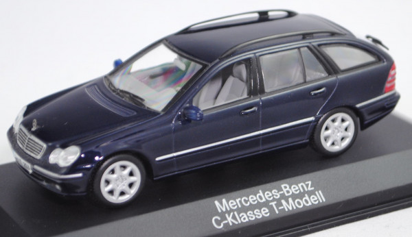 Mercedes-Benz C-Klasse T-Modell (S 203, Mod. 2001-2004), tansanitblau met., Minichamps, 1:43, PC-Box