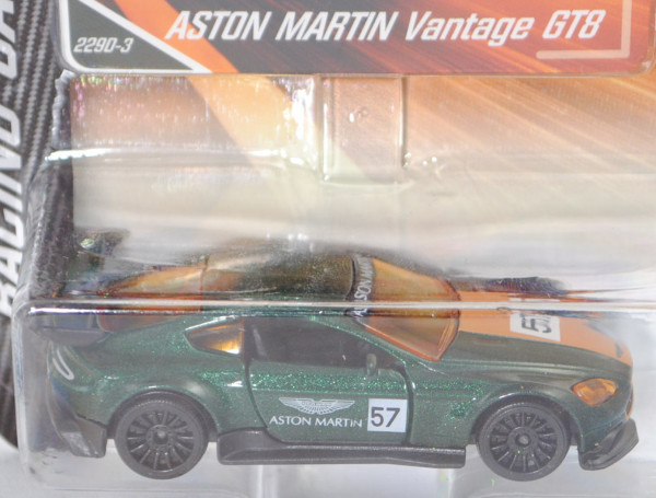 ASTON MARTIN Vantage GT8 (Modell 16-17), moosgrünmet., Nr. 57, Nr. 229D-3, majorette, 1:60, Blister
