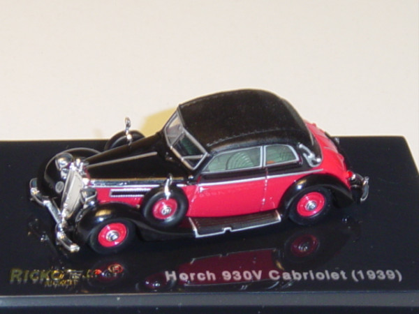 Horch 930V Cabriolet 1939, schwarz/karminrot, Verdeck geschlossen, Ricko / Busch, 1:87, PC-Box
