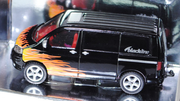 00411 VW T5 Transporter, Modell 2003-2009, schwarz, mit Flammendesign, blackline flames design by si