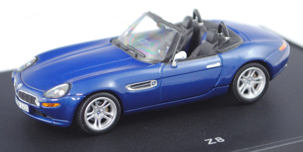 BMW Z8 (Baureihe E52, Typ Roadster, Mod. 2000-2003), topasblau metallic, Minichamps, 1:43, Werbebox
