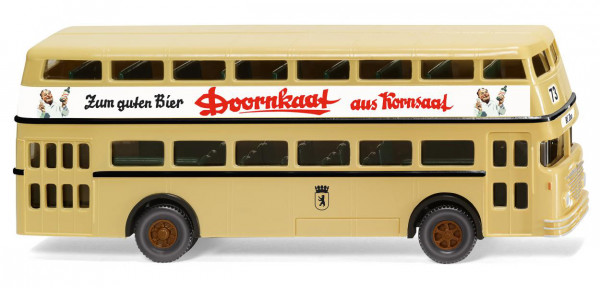 Büssing Doppeldeckerbus D2U (Mod. 51-64), beige, Zum guten Bier Doornkaat aus Kornsaat, Wiking, mb