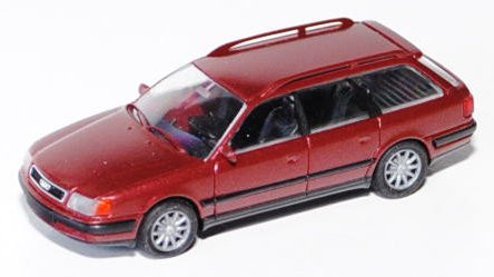 Audi 100 Avant (C4), Modell 1991-1994, weinrotmetallic, mit 10-Speichen-Felgen, Rietze, 1:87, mb