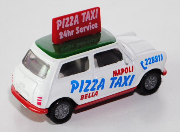 00000 Mini Cooper (Typ MK VI, Mod. 92-96) Pizza-Taxi, reinweiß/minzgrün/karminrot, Druck Dachschild