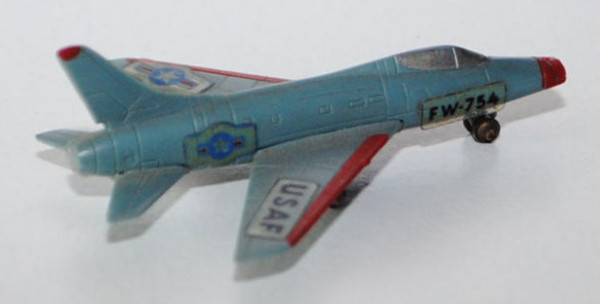 F 100 Super Sabre, hell-blaugrau, U.S. AIR FORCE / USAF / FW-754, 1 Aufkleber weg, 1:250, ohne Zette