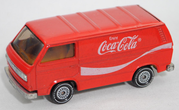 00009 VW Transporter Kastenwagen (3. Gen., T3, Mod. '80, Mod. 79-82), rot, Enjoy / Coca-Cola®, SIKU