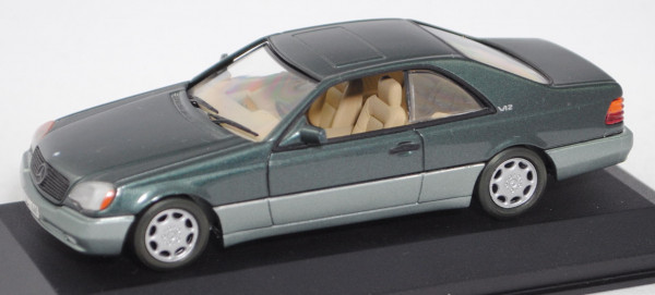 Mercedes-Benz 600 SEC (C 140, Modell 1992-1993), malachit grün metallic, Minichamps, 1:43, PC-Box