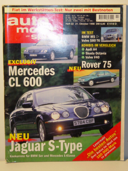 auto motor und sport, Heft 22, 21. Oktober 1998 (Lagerspuren) (EAN 4390141806002)