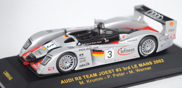 Audi R8, Team Audi Sport Team Joest, Le Mans 2002, Krumm/Peter/Werner, Nr. 3, IXO, 1:43, PC-Box