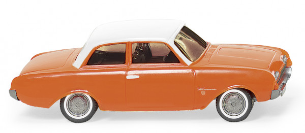 Ford Taunus 17M 1500 / 1700 (Typ P3, Modell 1960-1964), reinorange, Dach weiß, Wiking, 1:87, mb