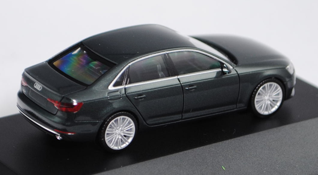Audi A4 (B9), Modell 2015-, gotlandgrün, Herpa, 1:87, Werbeschachtel, Produktarchiv, Online-Shop