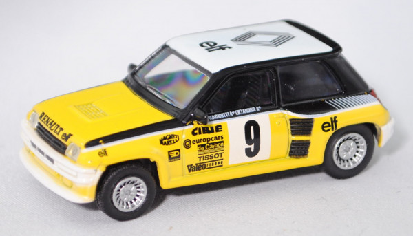 Renault 5 Maxi Turbo Gr. 4 (Mod. 80-82), weiß/gelb/schwarz, Rallye Monte Carlo 1981, Nr. 9, 1:54, mb