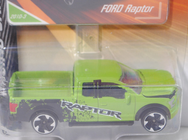Ford F-150 Raptor SuperCab Race Truck (Modell 2014-), hell-maigrün/schwarz, majorette, 1:72, Blister