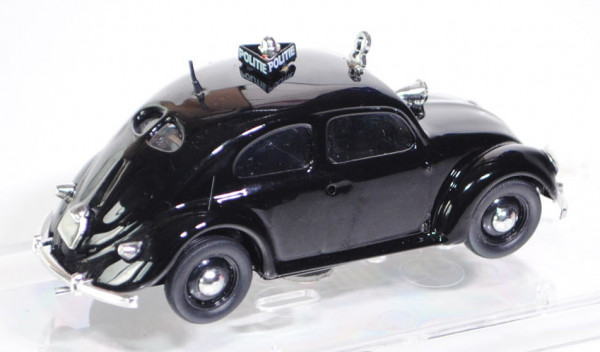 VW Käfer Standardlimousine (Typ 11) (Brezelkäfer) Politi, Modell 1949, schwarz, POLITIE, 1 Lautsprec
