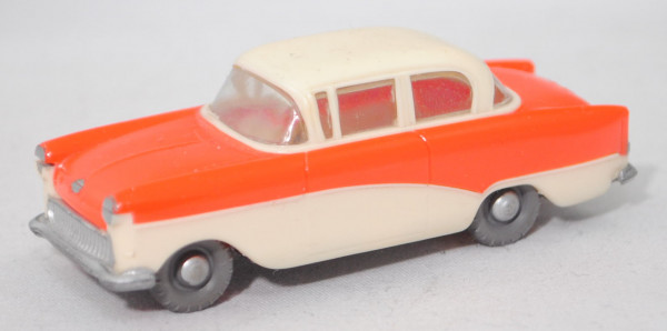 00000 Opel Rekord 1500 (Mod. 1957-1959), hellelfenbein / d.-leuchtorange, Gewicht lose, Siku Plastik