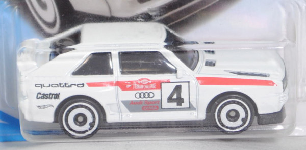 Audi Sport Quattro (Typ 85Q, Modell 84-86), weiß, Nr. 4, Hot Wheels, 1:61, Blister (Limited Edition)