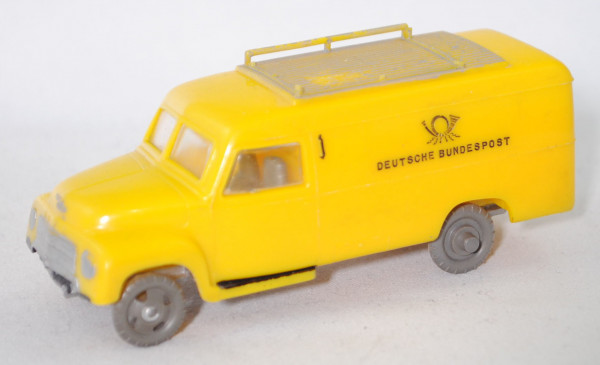 00000 1 ¾ to Opel Blitz Schnellastwagen (Mod. 52-55) Postwagen, gelb, Stoßstangen+Türen weg, Siku