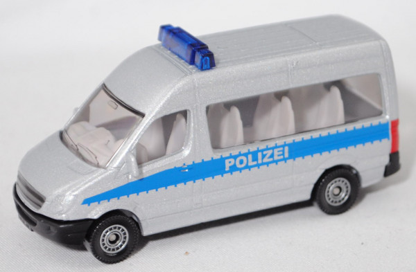 00010 Mercedes-Benz Sprinter II (Modell 06-13) Polizeibus, silber, hohes Blaulicht, C80, SIKU, P29e