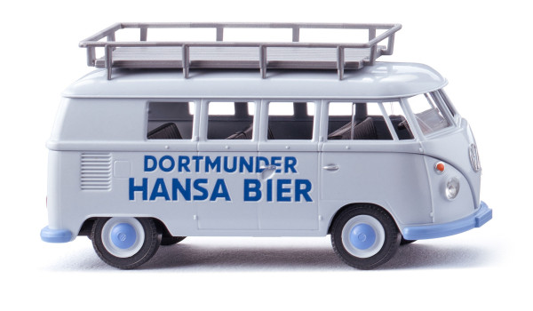 VW Transporter 1500 Kombi (Mod. 63-67), cameoblau, DORTMUNDER / HANSA BIER, Wiking, 1:87, mb