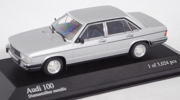 Audi 100 GL 5E (C2, Typ 43, Mod. 1979-1982), diamantsilbermetallic (LF7T), Minichamps, 1:43, PC-Box