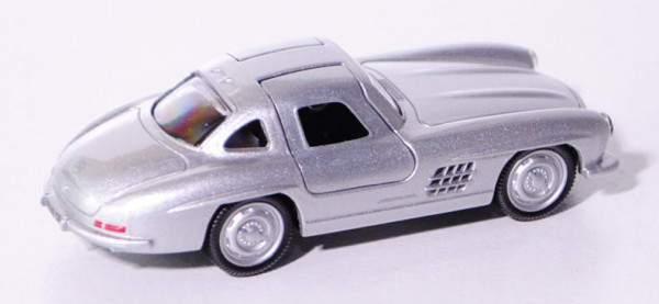 Mercedes-Benz 300 SL, Typ W 198 I, Modell 1954-1957, silber, Türen zu öffnen, 1:64, Norev, Werbescha