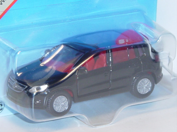 00001 VW Tiguan I 2.0 TDI (Typ 5N), Modell 2007-2011, schwarz, innen karminrot, Lenkrad karminrot, S