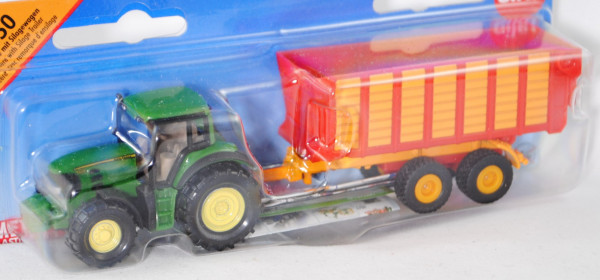 00001 John Deere 7530 Premium (Mod. 07-11) und Silagewagen mit Tandem-Fahrwerk, smaragdgrün/mattschw