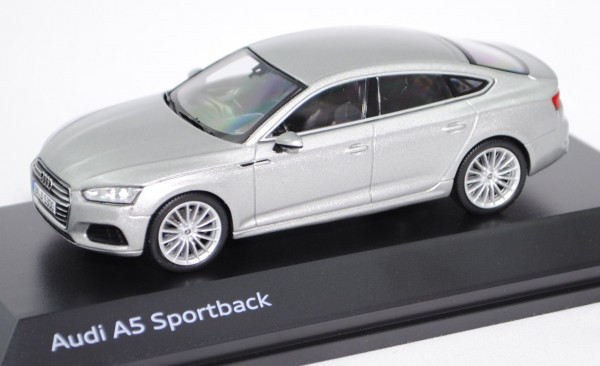 Audi A5 Sportback (Typ 9T / F5, AU493, Modell 2017-), florettsilber, Minimax, 1:43, Werbeschachtel