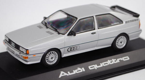 Audi quattro (B2, Typ 85Q, VFL, Mod. 80-82), diamantsilber metallic, Minichamps, 1:43, Werbebox (m-)