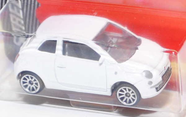 Fiat 500 (Nr. 286 C), Modell 2007-, reinweißmetallic, majorette, 1:55, Blister (STREET CARS)