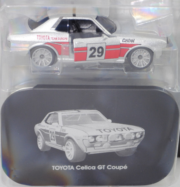 Toyota Celica GT 1600 Gruppe 2 (Mod. 1976-1977), silber, Nr. 29, mit Metalldose, majorette, 1:56, mb