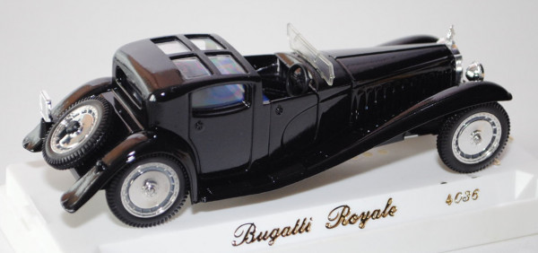 Bugatti Royale Typ 41, Modell 1930, schwarz, 8 cyl., 14720 cc, 300 cv, 200 km/h, Motorhaube zu öffne