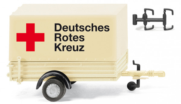 DRK - PKW-Anhänger mit Plane, hellelfenbein, Deutsches / Rotes / Kreuz, Wiking, 1:87, mb