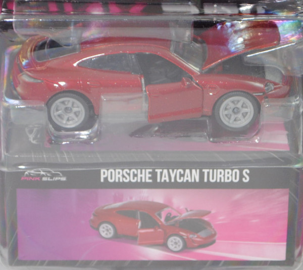 Porsche Taycan Turbo S (Typ 9J1, Mod. 19-), purpurrotmetallic, Jada TOYS by majorette, 1:63, Blister