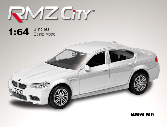 BMW M5, reinweiß, innen schwarz, Free Wheel, Unifortune RMZ City, 1:66 (3 inches Scale Model), mb