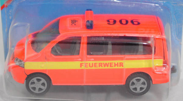 00401 VW T5.1 Multivan (Mod. 2003-2009) Feuerwehr, leuchthellrot, FEUERWEHR / SSC 906, SIKU, P29a