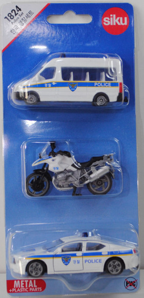 72801 KR Police Set: Mercedes-Benz Sprinter + BMW R 1200 GS + Dodge Charger SXT 3.5L V6, SIKU, P29e
