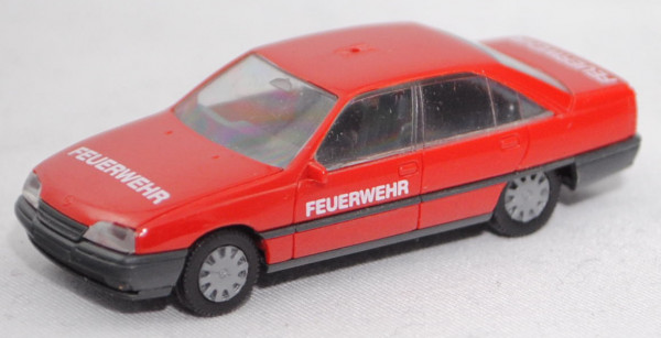 Opel Omega GLS (Typ A1, Mod. 86-90) Feuerwehr, rot, Dachlautsprecher + Blaulicht weg, Herpa, 1:87