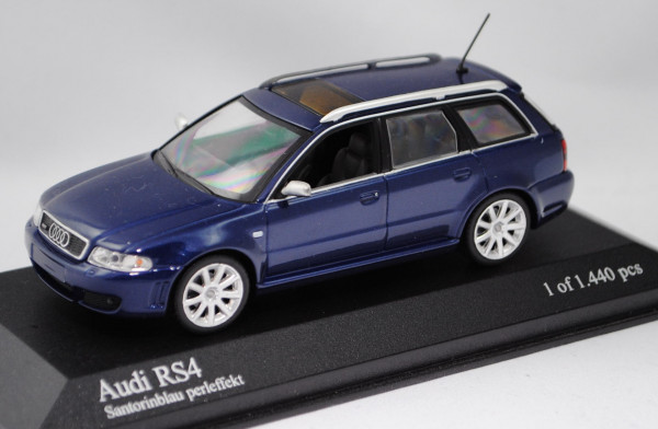 Audi RS4 Avant (Facelift B5, Typ 8D, Modell 2000-2001), santorinblau perleffekt, Minichamps, 1:43, P