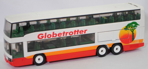 00004 Mercedes-Benz O 404 DD Reisebus, weiß/rot, innen grün, Globetrotter, LKW12, SIKU, 1:55, m-